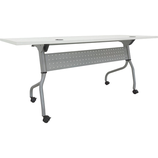 Lorell Preference Flip and Nest Training Table - White Top - Silver Base - 4 Legs - 23.60" Table Top Length x 72" Table Top Width - 29.50" Height - Assembly Required - Melamine Top Material - 1 Each
