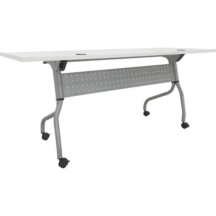 Lorell Preference Flip and Nest Training Table - White Top - Silver Base - 4 Legs - 23.60" Table Top Length x 72" Table Top Width - 29.50" Height - Assembly Required - Melamine Top Material - 1 Each