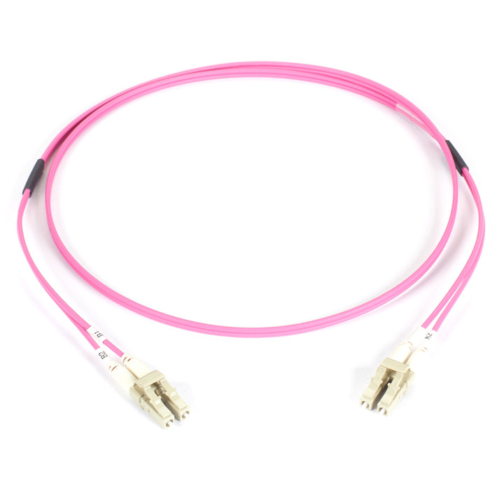Black Box Fiber Optic Duplex Patch Network Cable - 6.50 ft Fiber Optic Network Cable for Transceiver, Network Device - First End: 2 x LC Network - Male - Second End: 2 x LC Network - Male - 100 Gbit/s - Patch Cable - LSZH - 50/125 µm - Erika Violet - 1 Ea
