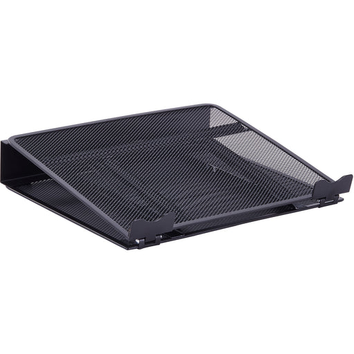 Lorell Mesh Laptop Stand - 3.50" Height x 13" Width x 11.50" Depth - Desktop - Steel, Metal - Black - 1 Each