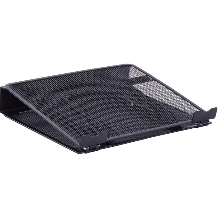 Lorell Mesh Laptop Stand - 3.50" Height x 13" Width x 11.50" Depth - Desktop - Steel, Metal - Black - 1 Each