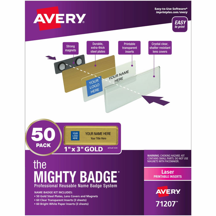 The Mighty Badge® by Avery® Reusable Magnetic Professional Name Badge Kits - 5 / Carton
