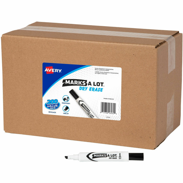 Avery® Marks-A-Lot Value Pack Dry Erase Markers - Erasable - Black Ink - Home, School - 200 / Carton
