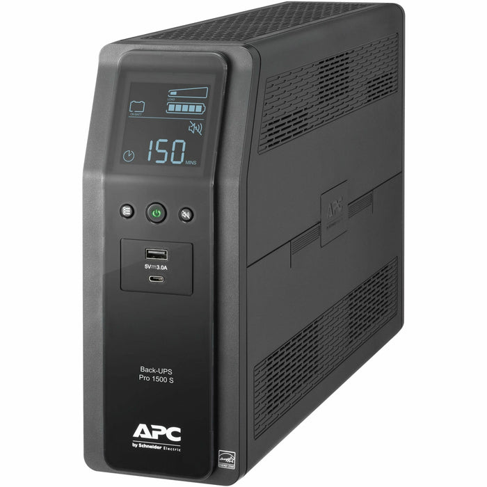 APC Back UPS PRO 1500VA Line Interactive Tower UPS - Tower - AVR - 16 Hour Recharge - 4.10 Minute Stand-by - 120 V Input - 120 V AC Output - Single Phase - Sine Wave - 4 x NEMA 5-15R Surge, 6 x NEMA 5-15R Receptacle(s) - 10 x Battery/Surge Outlet