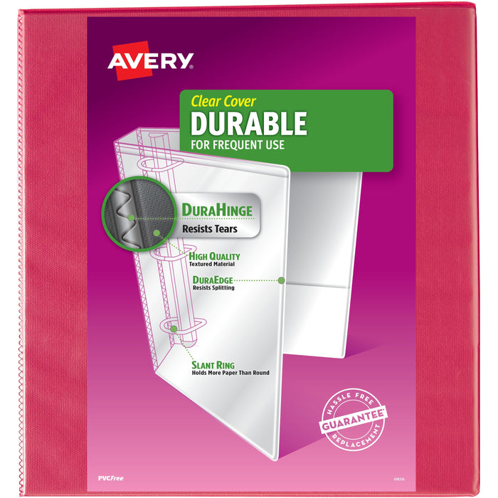Avery® DuraHinge Durable View Binder - 2" Binder Capacity - Letter - 8 1/2" x 11" Sheet Size - 530 Sheet Capacity - 3 Ring - Fastener: Slant Ring - Pocket: 2 - Polypropylene - Recycled - Pocket, Durable, Tear Resistant, Flexible, Split Resistant, Sturdy -