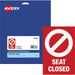 Avery® Surface Safe SEAT CLOSED Chair Decals - Print/Message "Seat Closed" - 4" Width x 6" Height - Rectangular Shape - Water Resistant, Pre-printed, Chemical Resistant, Abrasion Resistant, Tear Resistant, Durable, UV Resistant, Residue-free, Easy Peel, A