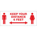Avery® Surface Safe KEEP YOUR DISTANCE Decals - Print/Message "Keep Your Distance" - Rectangular Shape - Water Resistant, Pre-printed, Chemical Resistant, Abrasion Resistant, Tear Resistant, Durable, UV Resistant, Residue-free, Easy Peel, Anti-slip, Stick