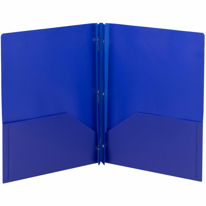 Smead Letter Fastener Folder - 8 1/2" x 11" - 180 Sheets Capacity - 2 x Double Tang Fastener - 2 Internal Pocket - Blue - 3/Pack - 3 / Carton