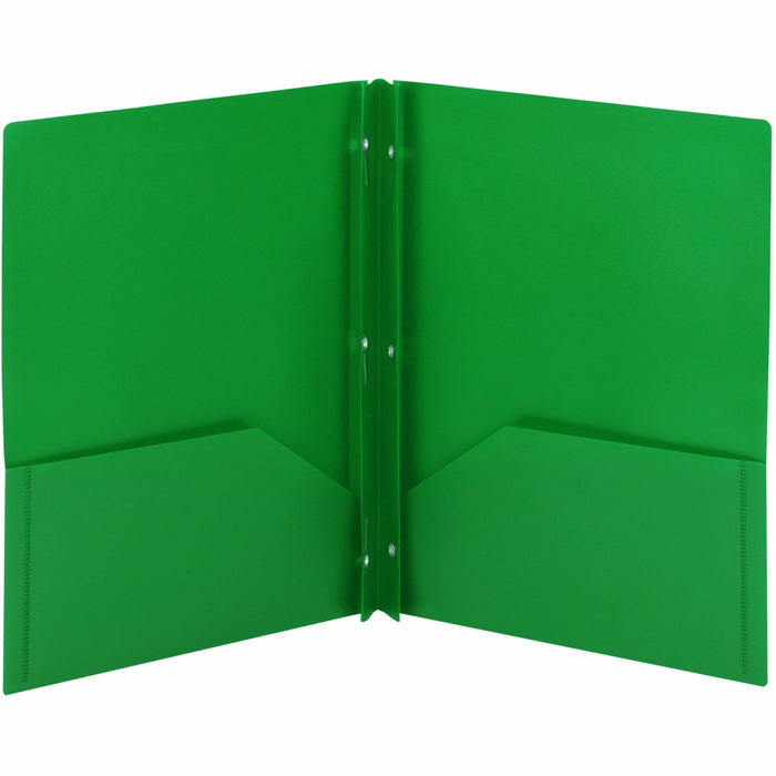Smead Letter Fastener Folder - 8 1/2" x 11" - 180 Sheets Capacity - 2 x Double Tang Fastener - 2 Internal Pocket - Green - 3/Pack - 3 / Carton