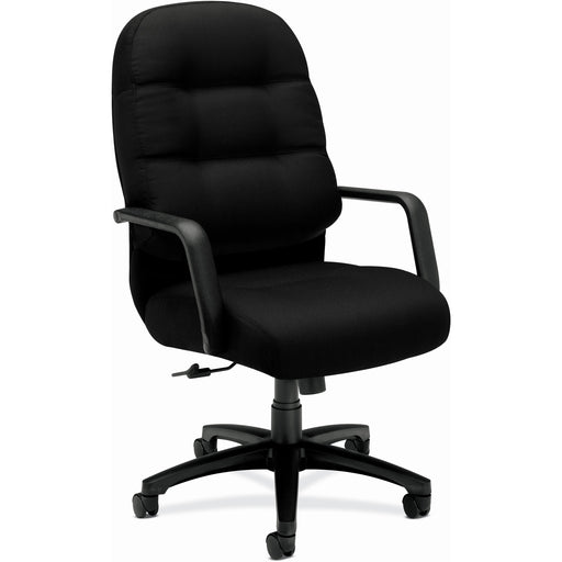 HON Pillow-Soft Executive High-Back Chair - Black Seat Color - Memory Foam, Polyester Seat Material - Black Back Color - Foam, Polyester Back Material - Black Frame Color - High Back - 5-star Base - Armrest - 1 Each