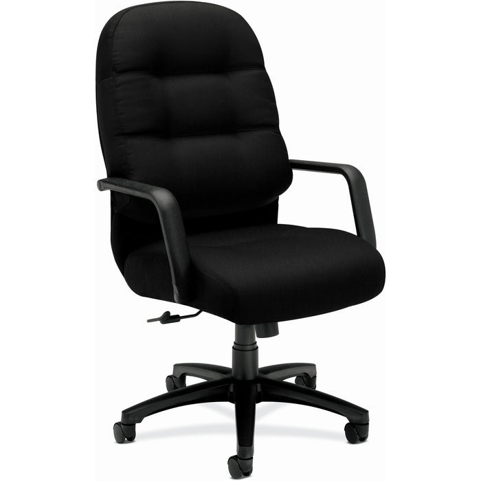 HON Pillow-Soft Executive High-Back Chair - Black Seat Color - Memory Foam, Polyester Seat Material - Black Back Color - Foam, Polyester Back Material - Black Frame Color - High Back - 5-star Base - Armrest - 1 Each
