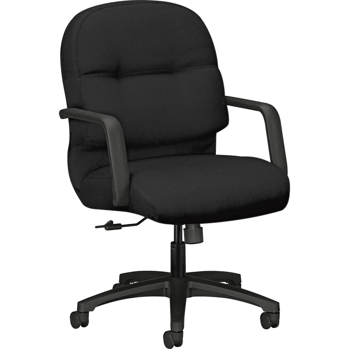 HON Pillow-Soft Mid-Back Chair - Black Seat Color - Memory Foam, Polyester Seat Material - Black Back Color - Foam, Polyester Back Material - Black Frame Color - Mid Back - 5-star Base - 1 Each