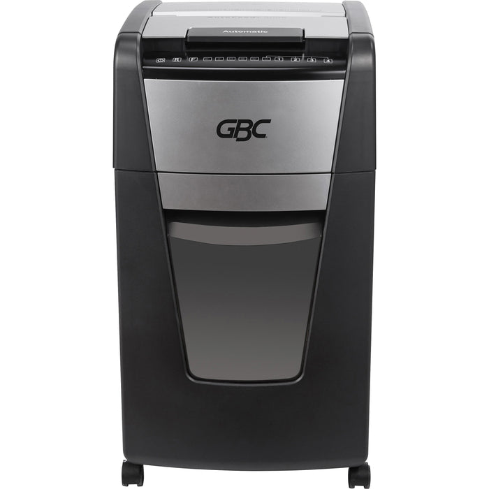 GBC AutoFeed+™ 300X Super Cross Cut Shredder - Continuous Shredder - Super Cross Cut - 10 Per Pass - for shredding Credit Card, Paper Clip, Staples, Paper - P-4 - 1 Hour Run Time - 16 gal Wastebin Capacity - Black