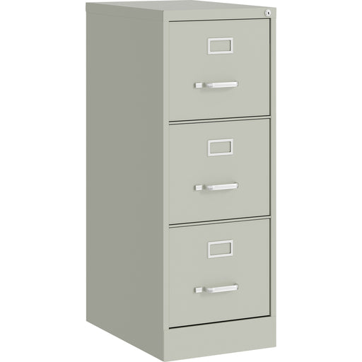 Lorell Fortress Series 22" Commercial-Grade Vertical File Cabinet - 15" Width x 22" Depth x 40.2" Height - 3 x Drawer(s) for File - Letter - Vertical - Ball-bearing Suspension, Removable Lock, Pull Handle, Wire Management - Light Gray - Steel - Recycled -