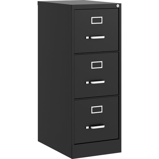 Lorell Fortress Series 22" Commercial-Grade Vertical File Cabinet - 15" Width x 22" Depth x 40.2" Height - 3 x Drawer(s) for File - Letter - Vertical - Ball-bearing Suspension, Removable Lock, Pull Handle, Wire Management - Black - Steel - Recycled - 1 Ea