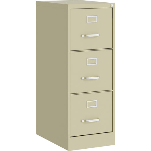 Lorell Fortress Series 22" Commercial-Grade Vertical File Cabinet - 15" Width x 22" Depth x 40.2" Height - 3 x Drawer(s) for File - Letter - Vertical - Ball-bearing Suspension, Removable Lock, Pull Handle, Wire Management - Putty - Steel - Recycled - 1 Ea