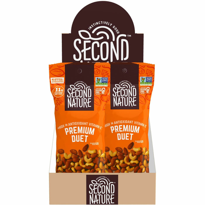 Second Nature Premium Duet Trail Mix - Low Sodium, Gluten-free, No Artificial Flavor, No Artificial Color, Preservative-free - Cashew, Almond - 2 oz - 1 Box