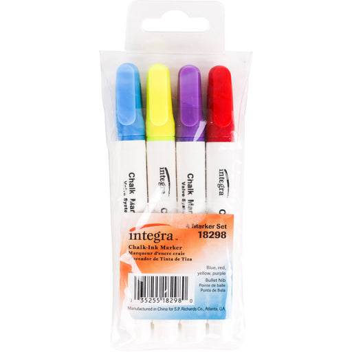 Integra Chalk Ink Markers - Blue, Purple, Red, Yellow Ink - Chalk-based - 4 / Set
