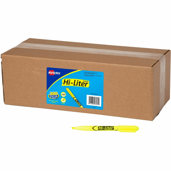 Avery® Pen Style Highlighters - Fluorescent Yellow Ink - Journaling, Planner, Classroom, School, Home, Office, Sketching - 200 / Carton