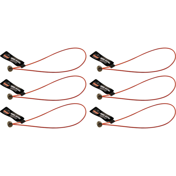 Ergodyne 3704 Wire Tool Attachment - Loop Tool Tail� - 2lbs (6-Pack) - 0.1" Height x 4.8" Width - Orange - Stainless Steel, Polyurethane - 6 / Pack