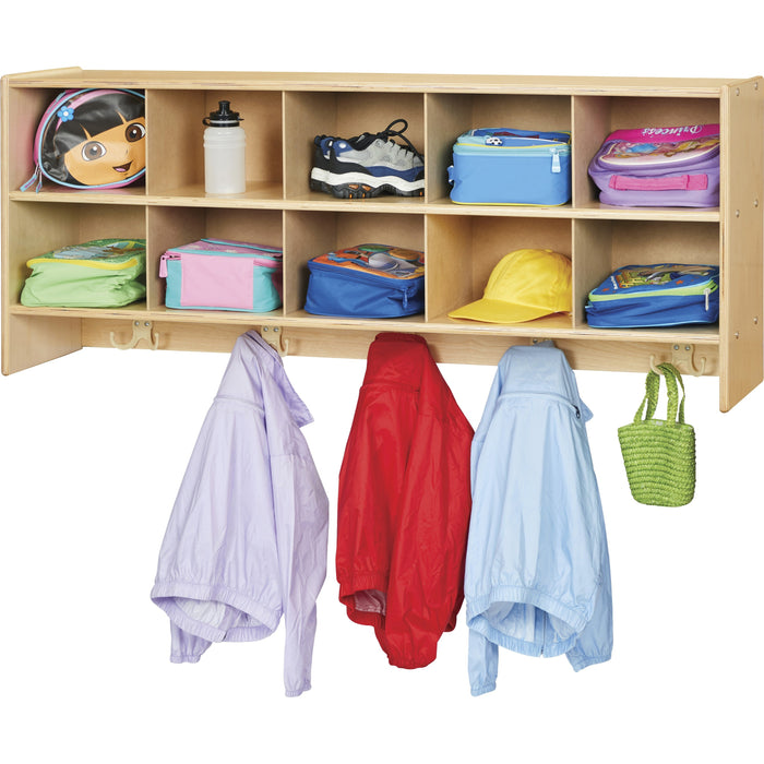 young Time 10-Section Wall Locker - 10 Compartment(s) - 20" Height x 48" Width x 12" Depth - Rounded Corner, Eco-friendly, UV Resistant, Durable, Easy to Clean, Moisture Resistant - Baltic - Hardboard, Laminate - 1 Each