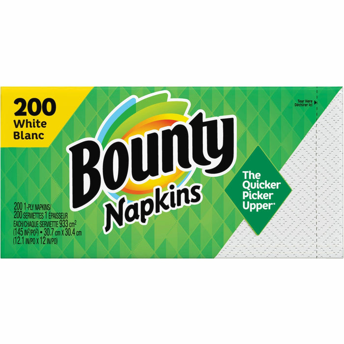 Bounty Quilted Napkins - 1 Ply - 12" Width x 12" Length - White - Paper - 1 Pack