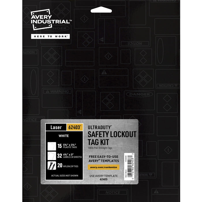 Avery® UltraDuty 100-lb Pull Strength Tag Kit - 3.25" Length x 5.75" Width - Plastic, Vinyl, Nylon - White - 1 Pack