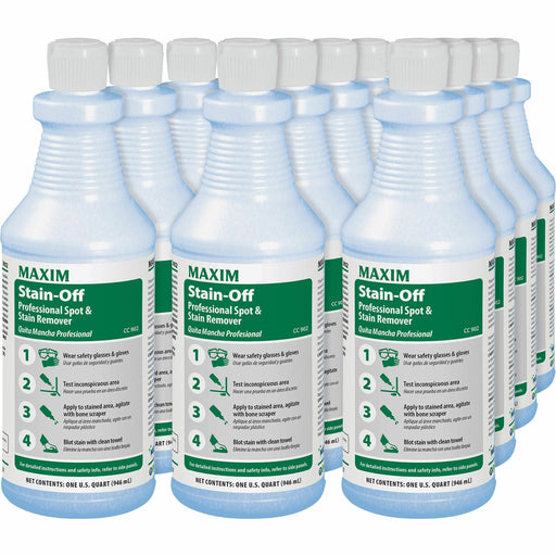 Midlab Stain-Off Professional Spot/Stain Remover - Ready-To-Use - 32 fl oz (1 quart) - Odorless, Water Based, Oil Based, Anti-resoiling, Fast Acting - Blue - 12 / Carton