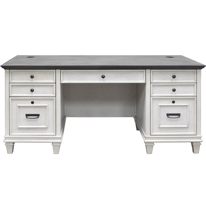 Martin Hartford Double Pedestal Desk - Rectangle - 31" Height x 70" Width x 30" Depth - Total Drawer(s): 7 - Double Pedestal on Left/Right Side - Material: Wood Grain, Veneer, Metal, Wire Mesh - Finish: Vintage Linen - 1 Each