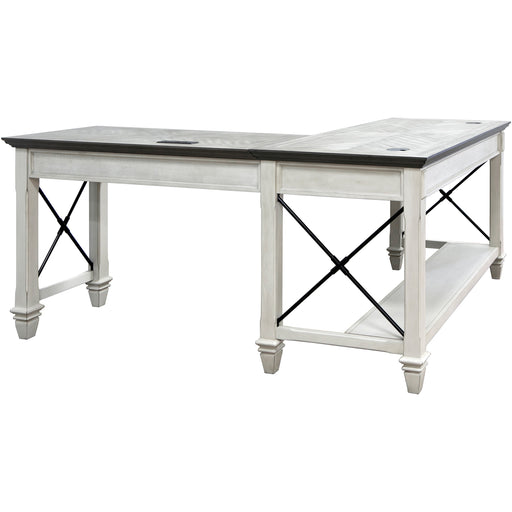 Martin Hartford Open L-Shaped Desk - L-shaped - 31" Height x 60" Width x 28" Depth - Total Drawer(s): 2 - Material: Wood Grain, Veneer - Finish: Vintage Linen - 1 Each