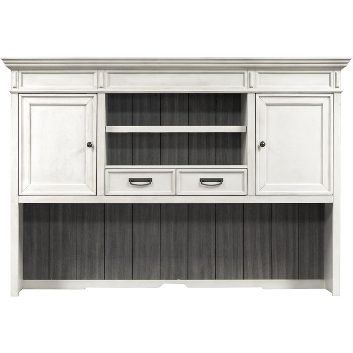 Martin Hartford Hutch - Rectangle - 49" Height x 71" Width x 14" Depth - Total Drawer(s): 2 - 1 Adjustable Shelf(ves) - Material: Wood Grain, Veneer, Metal, Wire Mesh - Finish: Vintage Linen - 1 Each