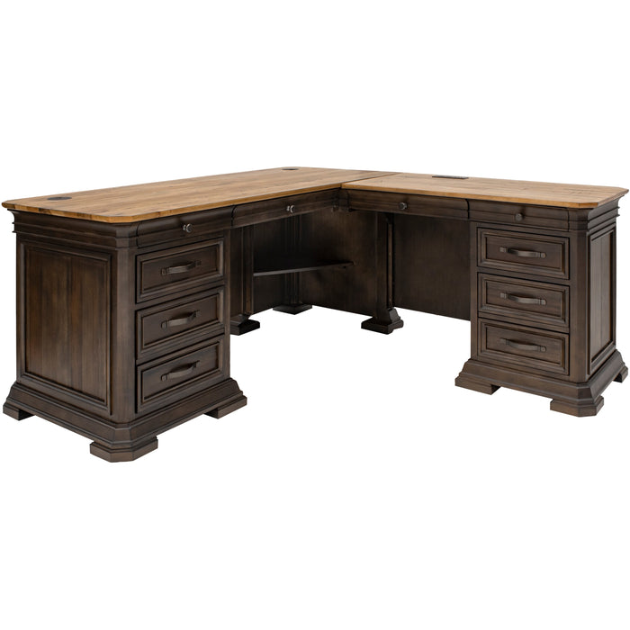 Martin Sonoma Desk - L-shaped - Total Drawer(s): 6 - Finish: Dark Roast - 1 Each