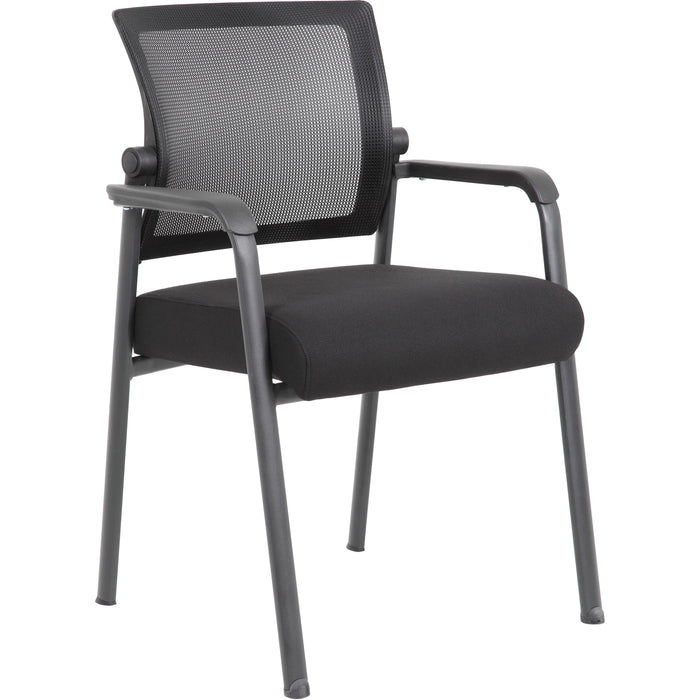 Boss Mesh 4-Legged Guest Chair - Black Seat Color - Black Back Color - Mesh Back Material - Tubular Steel Frame Material - Four-legged Base - 1 Carton