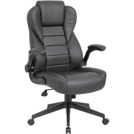 Boss Executive LeatherPlus Chair - Black Seat Color - Vinyl Seat Material - Black Back Color - Vinyl Back Material - High Back - 5-star Base - Armrest - 1 Carton