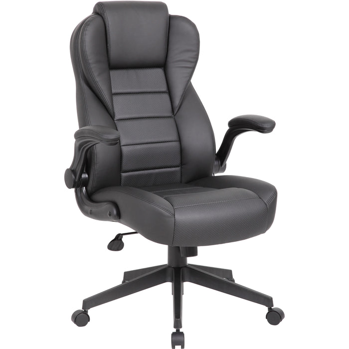 Boss Executive LeatherPlus Chair - Black Seat Color - Vinyl Seat Material - Black Back Color - Vinyl Back Material - High Back - 5-star Base - Armrest - 1 Carton
