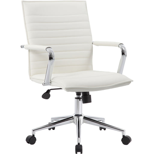 Boss Hospitality Task Chair w/ Arms - White Seat Color - Vinyl Seat Material - White Back Color - Vinyl Back Material - 5-star Base - Armrest - 1 Carton