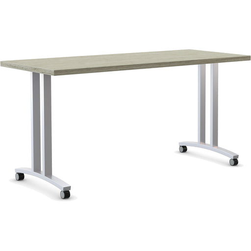 Special-T Structure Series T-Leg Table Base - Powder Coated T-shaped, Metallic Silver Base - 2 Legs - 112 lb Capacity - 2 / Set