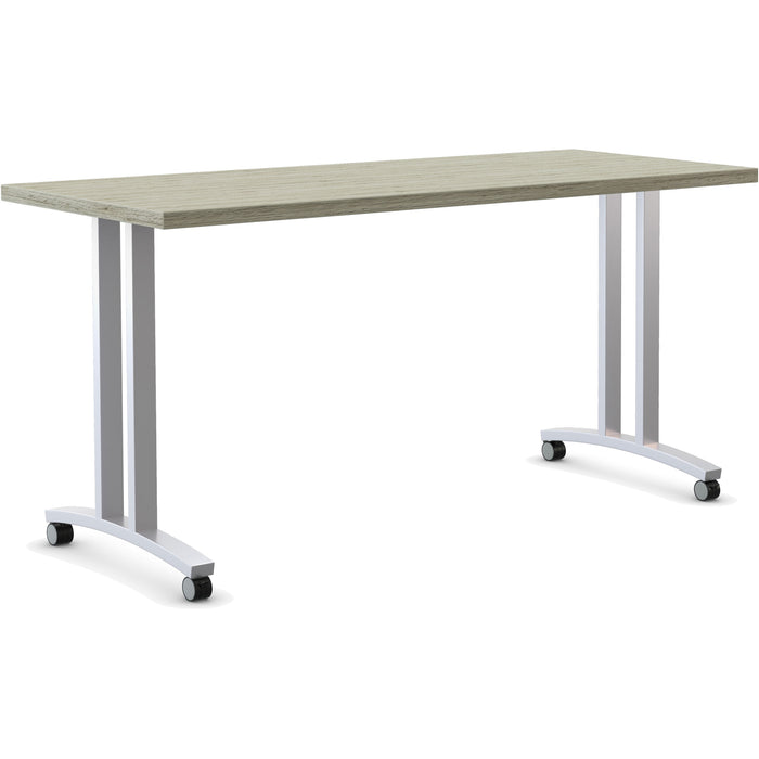 Special-T Structure Series T-Leg Table Base - Powder Coated T-shaped, Metallic Silver Base - 2 Legs - 112 lb Capacity - 2 / Set