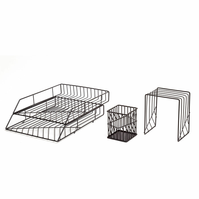 U Brands Vena Desktop Organization Kit - Metal - Black - 1 Each