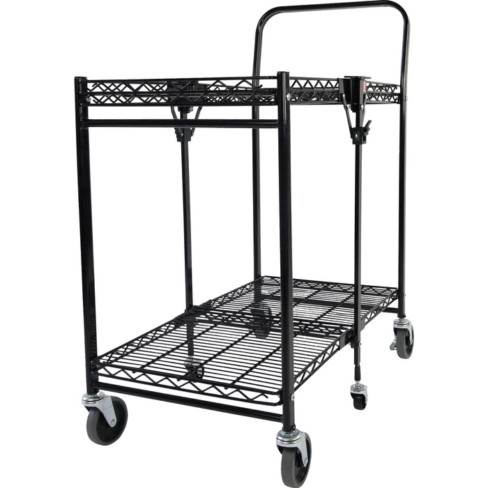 Bostitch Stowaway Folding Utility Cart - Small - 2 Shelf - 400 lb Load Capacity - 6 Casters - Metal - 31" Width x 19.50" Depth x 39" Height - Steel Frame - Black - 1 Each