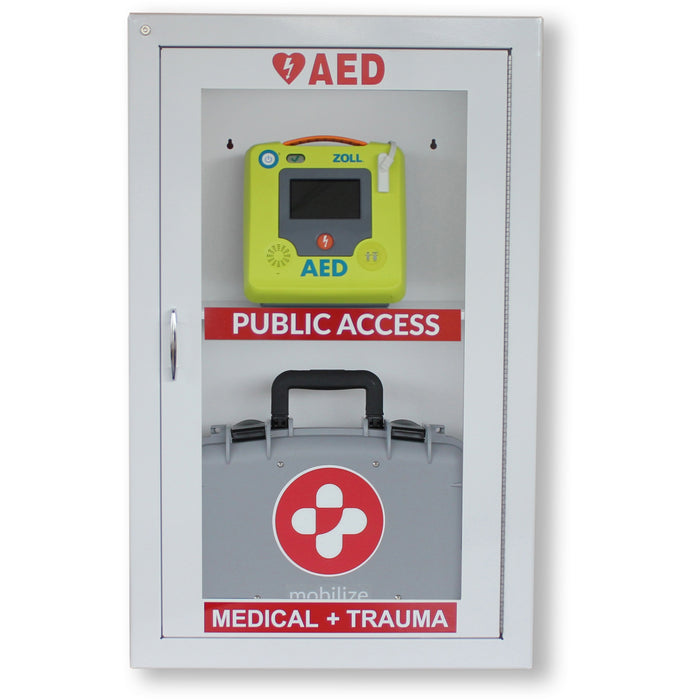 ZOLL Medical AED Combo Wall Cabinet with Alarm - 22.5" Width x 8" Depth x 36" Height - Damage Resistant, See-through Window - Gray - Steel - 1 Each