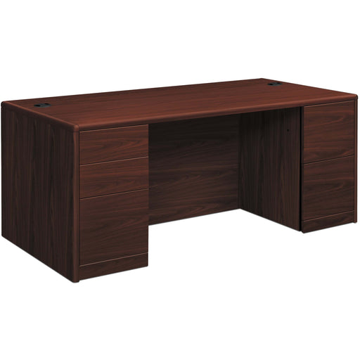 HON 10700 H10774 Pedestal Desk - 29.5" Height x 66" Width x 30" Depth - Total Drawer(s): 5 - Double Pedestal - Finish: Mahogany - 1 Each