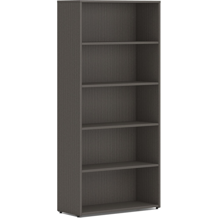 HON Mod HLPLBC3013B5 Book Case - 65" Height x 30" Width x 13" Depth - 5 Shelve(s) - 3 Adjustable Shelf(ves) - Finish: Slate Teak - Adjustable Shelf, Durable, Laminated, Scratch Resistant, Spill Resistant, Stain Resistant - For Book, Binder - 1 Each