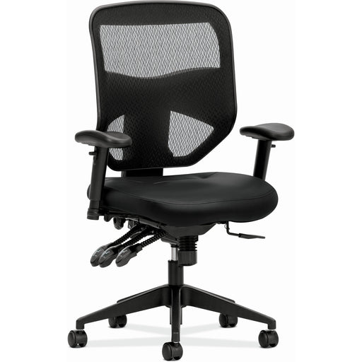 HON Prominent Chair - Black Seat Color - Bonded Leather Seat Material - Black Back Color - Mesh Back Material - Black Frame Color - High Back - 5-star Base - Black - 1 Each