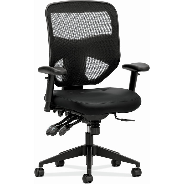HON Prominent Chair - Black Seat Color - Bonded Leather Seat Material - Black Back Color - Mesh Back Material - Black Frame Color - High Back - 5-star Base - Black - 1 Each