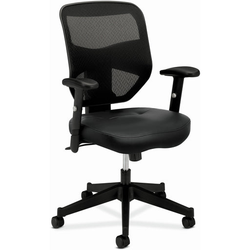 HON Prominent Chair - Black Seat Color - Bonded Leather Seat Material - Black Back Color - Reinforced Resin, Mesh Back Material - Black Frame Color - High Back - 5-star Base - 1 Each