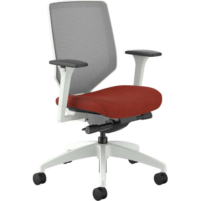 HON Solve Chair - Bittersweet Seat Color - Fabric Seat Material - Fog Back Color - Mesh Back Material - Designer White Frame Color - Mid Back - Bittersweet - 1 Each