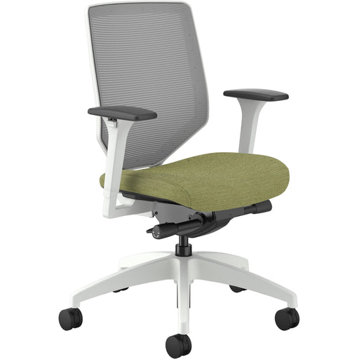 HON Solve Chair - Meadow Seat Color - Fabric Seat Material - Fog Back Color - Mesh Back Material - Designer White Frame Color - Mid Back - Meadow - 1 Each