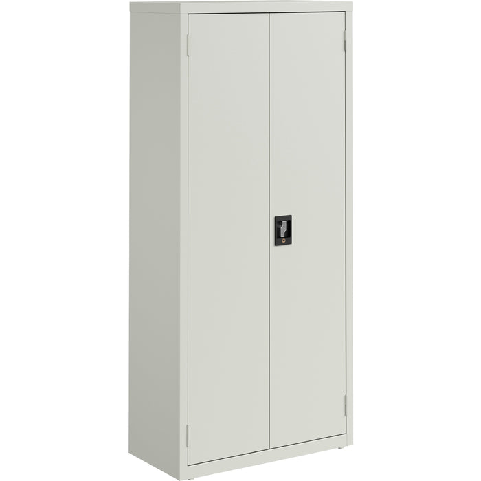 Lorell Fortress Series Slimline Storage Cabinet - 30" Width x 15" Depth x 66" Height - 4 x Shelf(ves) - 720 lb Load Capacity - Durable, Welded, Nonporous Surface, Recessed Handle, Removable Lock, Locking System - Light Gray - Baked Enamel - Steel - Recycl