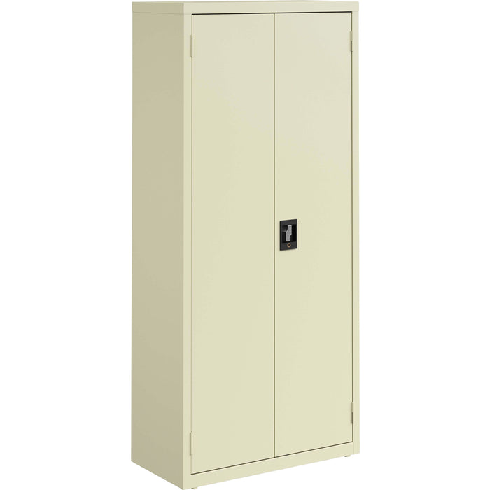Lorell Fortress Series Slimline Storage Cabinet - 30" Width x 15" Depth x 66" Height - 4 x Shelf(ves) - 720 lb Load Capacity - Durable, Welded, Nonporous Surface, Recessed Handle, Removable Lock, Locking System - Putty - Baked Enamel - Steel - Recycled -